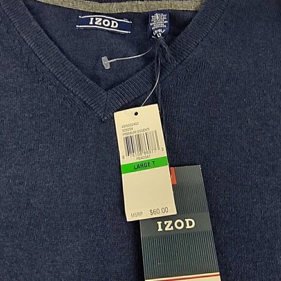 Izod Big & Tall Natural Stretch Blue Sleeveless Sweater Vest Size Large T (NWT) - Picture 9 of 12